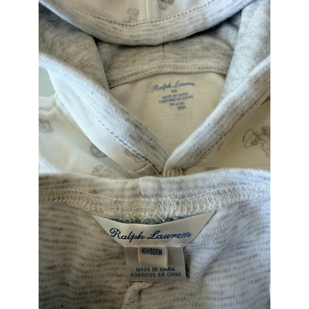 Ralph Lauren Cotton Hoodie & Footed Pant Set Newborn - Picture 5 of 6